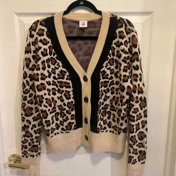 CAbi Leopard Print Cardigan - Tan, Black, and Brown - Picture 7 of 8